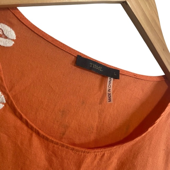 THML Embroidered Cotton Bohemian Scoop Neck Cotton Peplum Top Size Large - Picture 3 of 7